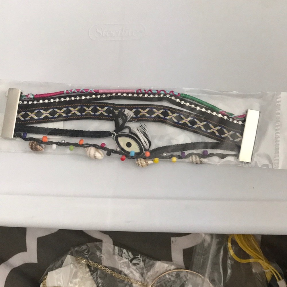 Evil eye multi strand festival bracelet